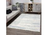 Hochflor-Teppich CARPET CITY "Pulpy 524", beige (creme, blau), B:80cm H:30mm L:300cm, Polypropylen (PP), Teppiche, besonders weich, Meliert, ideal für Wohnzimmer & Schlafzimmer