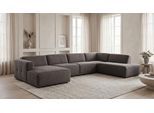 Wohnlandschaft OTTO HOME "Kelani", grau (taupe), B:384cm H:73cm T:227cm, 100% Polyester, Sofas, Wohnlandschaft, mit dekorativer Knopfsteppung an den Armlehnen