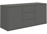 Sideboard HAMMEL FURNITURE "Mistral, Hochwertig Schrank, hängend/stehend montierbar", grau (graphit), B:133cm H:61cm T:42cm, Sideboards, Sideboard, mit Türen und Schubladen, B: 133 cm, anpassungsbar Designmöbel