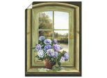 Wandbild ARTLAND "Hortensien am Fenster", grün (farbe bild(er): grün), B:30cm H:40cm, Bilder, als Alubild, Leinwandbild, Poster in verschied. Größen