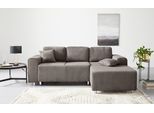 Ecksofa HOME AFFAIRE "Györ", grau (taupe), B:235cm H:88cm T:160cm, 100% Polyester, Sofas, Ecksofa, L-Form, wahlweise mit Bettfunktion und Bettkasten incl. 2 Zierkissen