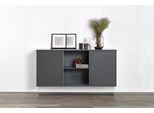 Sideboard HAMMEL FURNITURE "Mistral, Hochwertig Schrank, hängend/stehend montierbar", grau (graphit), B:133cm H:61cm T:42cm, Sideboards, Sideboard, mit zwei Türen, B: 133 cm, anpassungsbar Designmöbel