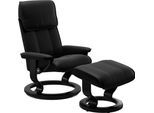 Fußhocker STRESSLESS "Admiral", schwarz (schwarz batick), B:55cm H:38cm T:39cm, Leder BATICK: BATICK ist ein leicht korrigiertes, durchgefärbtes und genarbtes Möbelleder, bei dem die meisten Unebenheiten und Spuren in der Regel entfernt wurden., Hocker, Fußhocker, mit Classic Base, Gestell Schwarz