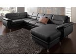 Wohnlandschaft SIT & MORE "Mailand U-Form, B: 312 cm", schwarz, B:312cm H:85cm T:179cm, NaturLEDER (echtes Rindleder)/Korpus passendes Kunstleder Softlux;Luxus-Microfaser Altara Nubuck (100% Polyester);Kunstleder Softlux;Luxus-Kunstleder, Sofas, Wohnlandschaft, optional Bettfunktion