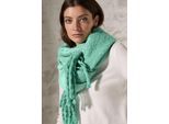 Schal CECIL, Damen, Gr. onesize, grün (aventurine grün), Stoff, 100% Polyester, Jacquardmuster, Modetücher Schal, mit Fransenkante