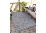 Teppich CARPET CITY "In-& Outdoorteppich Santorini 411, 3D-Effekt, Boho-Optik", grau (anthrazit), B:160cm H:5mm L:230cm, Polypropylen, Teppiche, Teppich, Wetterfest & UV-beständig für Terrasse, Balkon, Küche, Flur