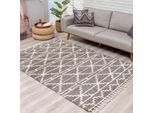 Hochflor-Teppich CARPET CITY "Pulpy 530" Gr. 3, grau, B:160cm H:30mm L:230cm, Kunstfaser, Teppiche, Fransenteppich, besonders weich, mit Fransen, Geo-Muster