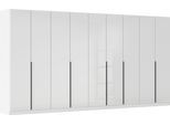 Drehtürenschrank OTTO HOME "Kleiderschrank Kleiderschränke Schrank Garderobe AGORDO mit Glasfront", weiß (alpinweiß, glas kristallweiß), B:405cm H:229cm T:54cm, Schränke, Drehtürenschrank, durchdachte Innenausstattung, in 8 Breiten und 2 Höhen MADE IN GERMANY, Topseller