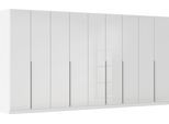 Drehtürenschrank OTTO HOME "Kleiderschrank Kleiderschränke Schrank Garderobe AGORDO mit Glasfront", weiß (alpinweiß, glas kristallweiß), B:405cm H:210cm T:54cm, Schränke, Drehtürenschrank, durchdachte Innenausstattung, in 8 Breiten und 2 Höhen MADE IN GERMANY, Topseller