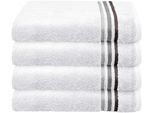 Handtücher SCHIESSER "Skyline Color aus 100 % Baumwolle mit eleganter Streifenbordüre", weiß, B:50cm L:100cm, Frottier, Frottier, Handtücher, MADE IN GREEN by OEKO-TEX