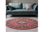 Teppich HANSE HOME "Skazar Isfahan" Gr. 9, rot (rot, schwarz), H:9mm Ø:160cm, Polypropylen (PP), Teppiche, Teppich, Kurzflor, Orient, Teppich, Vintage, Esszimmer, Wohnzimmer, Flur