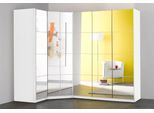 Eckkleiderschrank PRIESS "Malaga Schlafzimmerschrank Ecklösung erweiterbar in drei Farben", weiß, H:193cm, Holzwerkstoff, Schränke, Eckkleiderschrank, Kleiderschrank Schrank Garderobe Stauraumwunder mit Spiegel