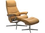 Relaxsessel STRESSLESS "View", gelb (honey paloma), B:91cm H:110cm T:85cm, Sessel, Relaxsessel, mit Cross Base, Größe S, M & L, Holzakzent Eiche