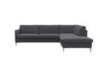 Ecksofa FLEXLUX "Fiore, super Sitzkomfort durch Kaltschaum im Sitz, L-Form", grau (dervit grau), B:266cm H:85cm T:225cm, 100% Polyester, Sofas, Ecksofa, schmale Armlehnen, Füße Alu+ Eiche