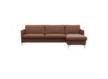 Ecksofa FLEXLUX "Fiore, super Sitzkomfort durch Kaltschaum im Sitz, L-Form", braun (old chesnut), B:247cm H:85cm T:92cm, 100% Echteder, Sofas, Ecksofa, schmale Armlehnen, Füße Alu