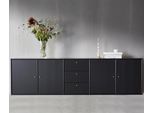 Sideboard HAMMEL FURNITURE "Mistral, Hochwertig Schrank, hängend/stehend montierbar", schwarz (schwarz gebeizt), B:220cm H:61cm T:42cm, Sideboards, Sideboard, mit Türen und Schubladen, B: 220 cm, anpassungsbar Designmöbel
