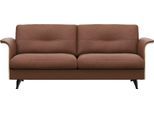 2,5-Sitzer FLEXLUX "Glow Sofa, Couch, Premium-Sitzkomfort: Kaltschaum & Federkern", braun (old chesnut braun), B:191cm H:81cm T:91cm, 100% Echteder, Sofas, Armlehnenblende in geölter Eiche, Fuß schwarz