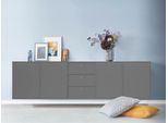 Sideboard HAMMEL FURNITURE "Mistral, Hochwertig Schrank, hängend/stehend montierbar", grau (graphit), B:220cm H:61cm T:42cm, Sideboards, Sideboard, mit Türen und Schubladen, B: 220 cm, anpassungsbar Designmöbel