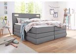 Boxspringbett COLLECTION AB "Ninoni", grau (hellgrau), B:195cm L:210cm, Komplettbetten, Boxspringbett, inkl. Bettkasten, Topper und wahlweise mit LED-Beleuchtung