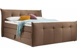 Boxspringbett "Florida", braun (hellbraun), B:165cm L:228cm, Feingewebe (100% Polyester), SET ONE BY MUSTERRING, Komplettbetten, Boxspringbett, mit Bettkasten, in 5 Liegekomfortvarianten