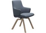 Polsterstuhl STRESSLESS "Laurel", blau (sparrow blau paloma, walnuss), B:58cm H:92cm T:59cm, Leder PALOMA: PALOMA ist ein durchgefärbtes Semianilin-Möbelleder mit natürlicher Narbung., Stühle, Polsterstuhl, Low Back mit Armlehne, Größe L, mit schräggestellten Beinen in Walnuss