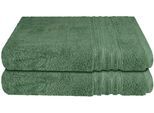 Duschtücher SCHIESSER "Milano aus 100% Baumwolle mit eleganter Bordüre in Hoch-Tief-Optik", grün (dunkelgrün), B:70cm L:140cm, Frottier, Frottier, Handtücher, Made in Green