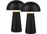 REALITY LEUCHTEN LED Außen-Tischleuchte "Lennon", schwarz, 1, Ø 13,6cm H: 21,5cm, 2 Stk., Leuchten, 2er Set LED Tischlampe,4-fach Touchdimmer, Ladefunktion per USB-C,IP44, Außentischleuchte LED Außentischleuchte
