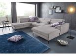 Wohnlandschaft SIT & MORE "Percy U-Form", grau, B:343cm H:77cm T:235cm, Sofas, Wohnlandschaft, 12 cm Fußhöhe, Sitztiefenverstellung, wahlweise in 2 Fußfarben