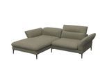 Ecksofa FLEXLUX "Salino, Funktionssofa mit Recamiere, Relaxsofa, Ecksofa", grün (fall grün), B:245cm H:88cm T:182cm, 62% Polyester, 17% Cotton, 14% Viscose, 7% Linen, Sofas, Ecksofa, Sofa mit Arm- und Kopfteil-Verstellungen, Kaltschaum & Stahl-Wellen