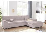 Ecksofa DOMO COLLECTION "Aversa, moderne Steppung, geschwungene Armlehnen, Breite 267cm", grau (taupe), B:267cm H:83cm T:178cm, Struktur weich (100% Polyester);Luxus-Microfaser (100% Polyester);Struktur (100% Polyester), Sofas, Ecksofa, L-Form, wahlweise mit Bettfunktion