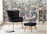 Sessel OTTO HOME "Levent, Ohrensessel mit Hocker", schwarz, B:70cm H:85cm T:70cm, Luxus-Microfaser (100% Polyester);Luxus-Microfaser Teddyoptik (100% Polyester);Velvet (100% Polyester);Webstoff (100% Polyester), Sessel, Sessel, in unterschiedlichen Bezugsqualitäten, Sitzhöhe 40 cm