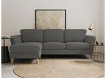 Ecksofa HOME AFFAIRE "MARSEILLE (242/152cm),L-Form, Rec. rechts/links", grau (dunkelgrau), B:242cm H:88cm T:152cm, 68% Polypropylene, 32% Polyester, Sofas, Ecksofa, Massivholzbeine Eiche, Landhausstil, Wellenunterfederung