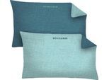 Kissenhüllen SCHIESSER "Doubleface aus weicher Baumwolle mit edlem Melangeeffekt in Wendeoptik", blau (türkis), B:40cm L:80cm, Renforcé, Renforcé, Kissenbezüge, Made in Green