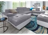 Wohnlandschaft COTTA "Speedway U-Form", hellgrau, dunkelgrau, B:332cm H:79cm T:102cm, Kunstleder SOFTLUX / Luxus-Microfaser (100% Polyester);Flachgewebe (100% Polyester) / Struktur fein ( 100% Polyester);Kunstleder SOFTLUX / Struktur (100% Polyester), Sofas, Wohnlandschaft, mit Kopfteilverstellung, wahlweise mit Bettfunktion & Bettkasten