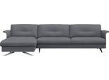 Ecksofa FLEXLUX "Glow, super bequem durch hochwertigem Sitzaufbau mit Federkern, L-Form", blau (navy blau), B:305cm H:81cm T:158cm, 62% Polyester/17%Baumwolle/14%Viscose/7%Leinen, Sofas, Ecksofa, Modernes skandinavisches Design