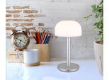 GLOBO LIGHTING LED Tischleuchte "NORMAN", silber (silberfarben matt), 1, 1 Stk., Leuchten, Akkutischleuchte auch für draußen, Zugschalter Kordel, Akkulampe, LED Tischleuchte