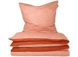 Wendebettwäsche SCHIESSER "Doubleface aus weicher Baumwolle mit edlem Melangeeffekt", orange (terrakotta), B/L: 155cm x 220cm, 1 Stk., 1 Stk., Renforcé, B/L: 80cm x 80cm, 2 Stk., Renforcé, Obermaterial: 100% Baumwolle, Bettwäsche, Wendebettwäsche, ab Größe 135x200 cm erhältlich, Made in Green