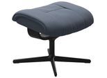 Fußhocker STRESSLESS "Mayfair", blau (sparrow blau paloma), B:55cm H:41cm T:39cm, Leder PALOMA: PALOMA ist ein durchgefärbtes Semianilin-Möbelleder mit natürlicher Narbung., Hocker, Fußhocker, mit Cross Base, Größe S, M & L, Holzakzent Schwarz