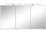 Spiegelschrank WELLTIME "Trento", Badezimmerschrank, Badmöbel", weiß, B:120cm H:64cm T:20cm, Schränke, Spiegelschrank, Breite 120 cm, mit 3D-Effekt, Spiegeltüren, inklusive LED-Beleuchtung