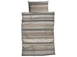 Bettwäsche CASATEX "Alfredo", braun (coffee), B/L: 135cm x 200cm, 1 Stk., 1 Stk., Biber, B/L: 80cm x 80cm, 2 Stk., Biber, Obermaterial: 100% Baumwolle, Bettwäsche, Bettwäsche, Streifendesign