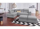 Ecksofa EXXPO - SOFA FASHION "Salerno, klassisch modernes Funktionssofa, hoher Sitzkomfort, L-Form", silber, B:268cm H:77cm T:204cm, Sofas, Ecksofa, inkl. Kopf- und Armteilverstellung, wahlweise mit Bettfunktion