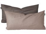 Kissenhüllen SCHIESSER "Doubleface aus weicher Baumwolle mit edlem Melangeeffekt in Wendeoptik", grau (taupe, dunkelgrau), B:40cm L:80cm, Renforcé, Renforcé, Kissenbezüge, Made in Green