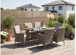 Garten-Essgruppe KONIFERA "Mailand", grau (grau, braun), Polyrattan, Sitzmöbel-Sets, Tischplatte aus Sicherheitsglas, Staufläche unter dem Tisch