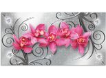 Wandbild ARTLAND "rosa Orchideen auf Ornamenten", pink (farbe bild(er): pink), B:40cm H:20cm, Bilder, als Alubild, Leinwandbild, Poster in verschied. Größen