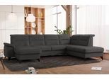Wohnlandschaft SIT & MORE "Astoria U-Form", grau (anthrazit), B:329cm H:91cm T:225cm, 100% Polyester, Sofas, Wohnlandschaft, wahlweise mit motorischer Relaxfunktion
