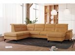 Wohnlandschaft SIT & MORE "Astoria U-Form", gelb (dijon), B:329cm H:91cm T:225cm, 100% Polyester, Sofas, Wohnlandschaft, wahlweise mit motorischer Relaxfunktion