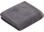 Handtuch BUGATTI "Prato", grau (flanell), B:50cm L:100cm, Walkfrottee, Obermaterial: 100% Baumwolle, Handtücher, Uni Farben, mit melierter Optik im Saum