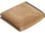Handtuch BUGATTI "Prato", braun (camel), B:50cm L:100cm, Walkfrottee, Obermaterial: 100% Baumwolle, Handtücher, Uni Farben, mit melierter Optik im Saum