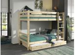 Etagenbett VIPACK "Pino", beige (natur), B:105cm H:161cm L:210cm, Etagenbetten, Etagenbett, wahlweise mit Bettschublade