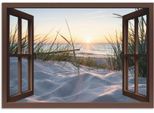 Wandbild ARTLAND "Ostseestrand durchs Fenster", beige (farbe bild(er): naturfarben), B:130cm H:90cm, Bilder, als Alubild, Leinwandbild in verschied. Größen